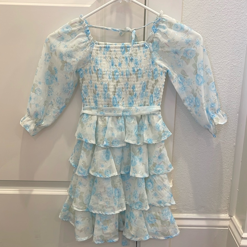 Beautiful smocked and sequined girls party dress. 6